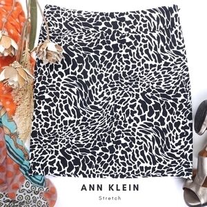 Ann Klein Stretch Black White Animal Print sz 6
